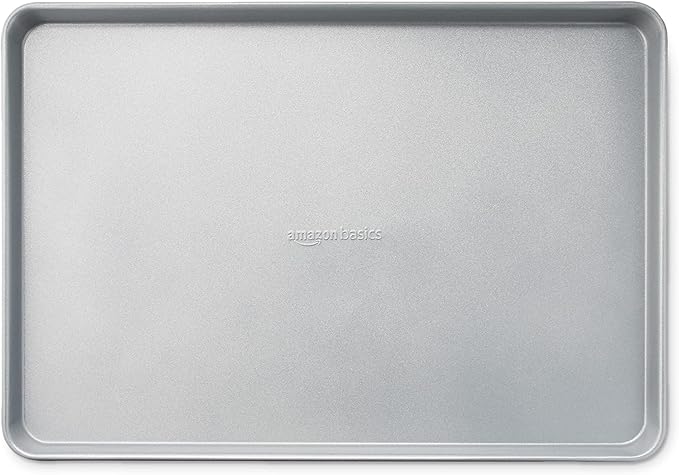 Amazon Basics Ceramic Nonstick Baking Sheet & Cooling Rack Set, Dishwasher Safe, Oven Safe, Half Sheet Size, Gray, 1-Pack