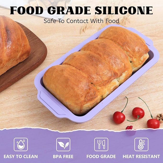 Bread Pans for Homemade Bread：9.5 x 5 Inch Silicone Loaf Pan for Baking with Metal Frame - Nonstick Banana Loaf Tin Tray for Sandwich Sourdough Pumpkin Sour Dough - for Oven Kitchen Home Baker