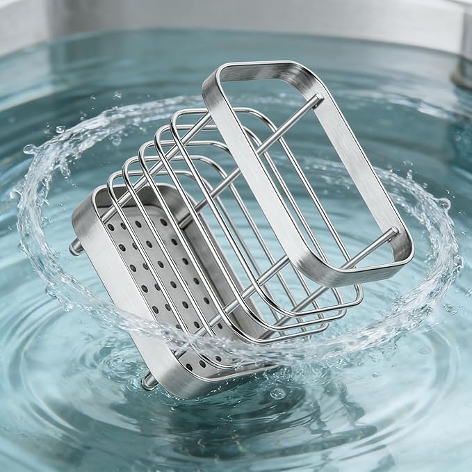2 PCS Utensil Holder Stainless Steel Drying Rack Kitchen Counter Cutlery Silverware Flatware Drainer Caddy Forks, Knives, Spoons, Chopsticks Organizer (Black, Silver)