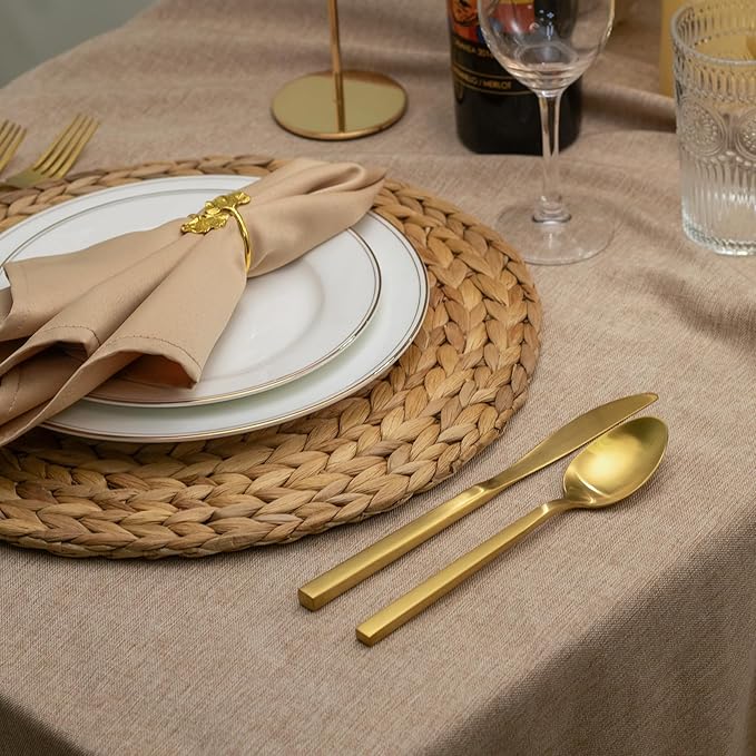 Alata Cube Gold 20-Piece Flatware Set, Forged Cutlery Set, Matte Gold Silverware Service for 4, Stainless Steel Tableware with Square Handle for Home/Restaurant, Dishwasher Safe