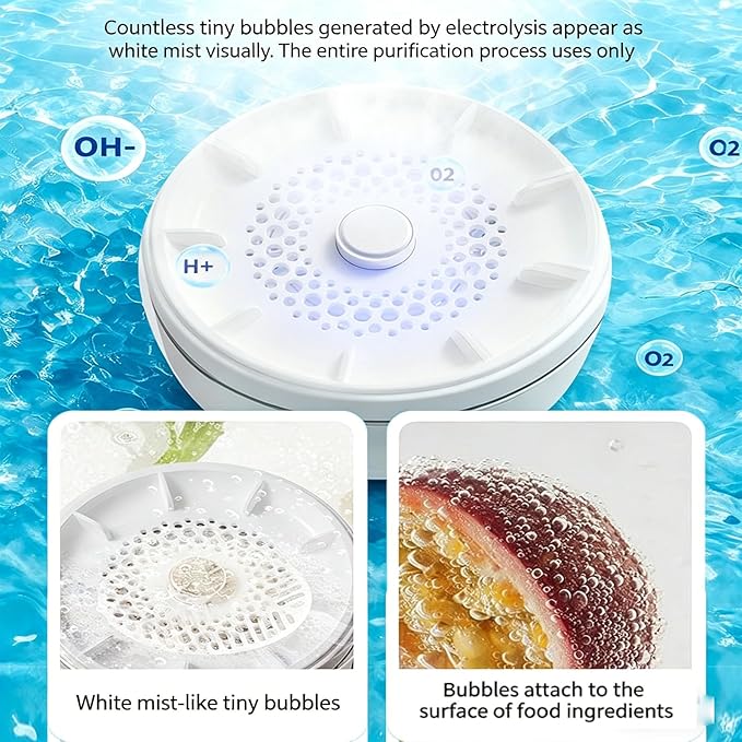 Fruit and Vegetable Washing Machine, Fruit Cleaner Device Waterproof Fruit and Vegetable Purifier Clean Produce with Titanium Electrolysis Purification for Home Kitchen