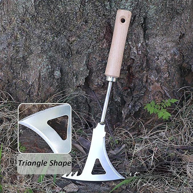 Weed Puller Tool, Manual Stainless Steel Weeding Tool, Triangle Shape for Lawn Vegetable Garden Farm Planting