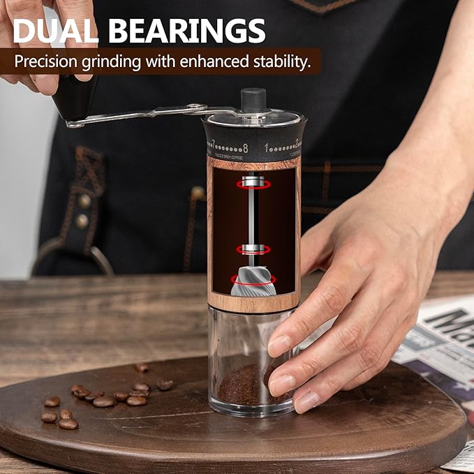 SYLORIA Manual Coffee Grinder with 56 External Adjustable Settings Hand Coffee Bean Mill with Ceramic Burr and Foldable Handle