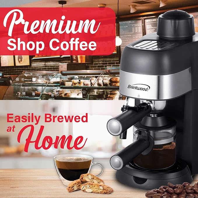 Brentwood GA-134BK GA-134BK 800-Watt Espresso and Cappuccino Maker, Black
