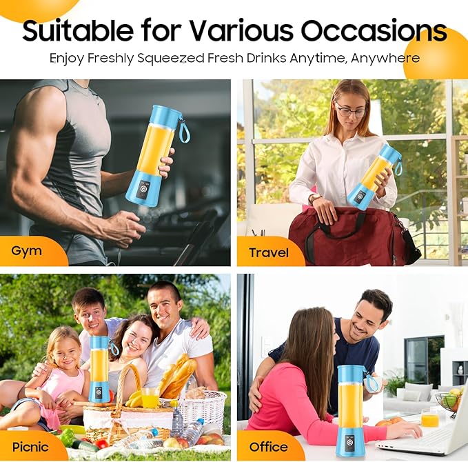 Portable Blender for Smoothies & Shakes - Cordless Personal Size Mini Blender with BAP Free Juice Cup, USB Rechargeable Suit for Sports/Picnic, Mother's Day