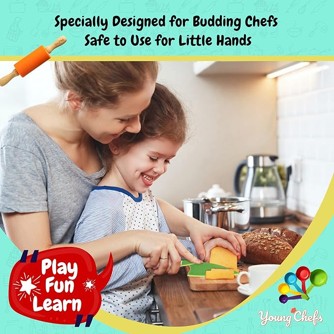 Young Chefs Kids Cooking Sets Real - 19 Pieces Real Baking Set - Easter Gifts for Kids 8-12 Years Cooking and Baking Set for Kids– Giftable Sets for Girls and Boys