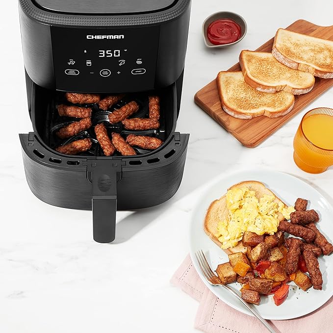 Chefman TurboFry Touch Air Fryer, The Most Compact And Healthy Way To Cook Oil-Free, One-Touch Digital Controls And Shake Reminder For The Perfect Crispy And Low-Calorie Finish, 5 Quart