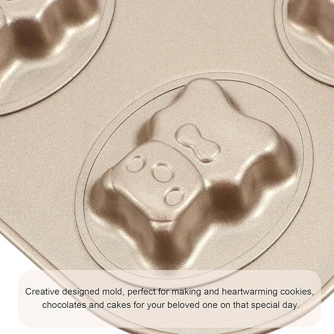 Hemoton Bear Madeleine Cookie Mold Nonstick Carbon Steel Mini Baking Pan for Oven Pastry Mold Cute Bear Shape for Cookies Cakes and Chocolates