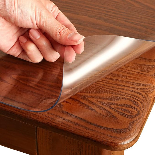 Clear Table Cover Protector Rectangle 38 x 60 Inch, 1.5mm Transparent Plastic Table Protector Waterproof, Anti-Scratch Clear Desk Mat for Office Desktop Dresser Dining Table, FDA Compliant