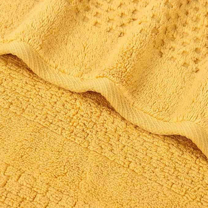 Superior Playa Zero Twist Cotton Medium Weight Small Towels, for Kitchen, Bathroom, Shower, Spa, Plush, Quick Dry, Ultra-Soft Essentials, Waffle Textured, Face Towels Washcloths, Set of 12, Gold