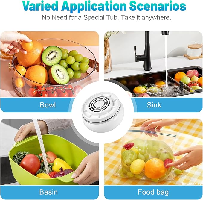 Fruit and Vegetable Washing Machine, Upgrade Wireless Fruit Cleaner Device, Titanium Electrolysis Fruit and Veggie Cleaning Machine, Waterproof Food Purifier for Fruits, Vegetables, Meat and Tableware