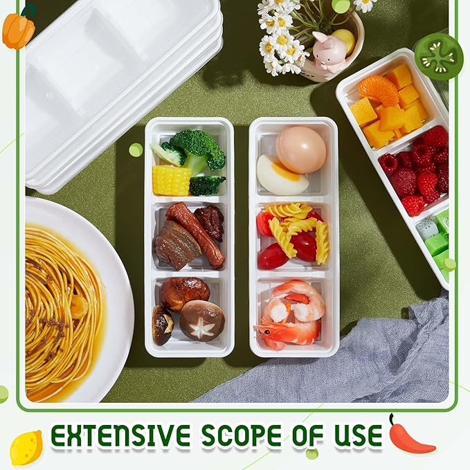 Hushee 100 Pack 17 oz Small Meal Prep Containers with 3 Compartments Snack Containers with Lid Disposable Plastic Bento Box Travel Lunch Food Boxes Stackable for Office Picnic (White)