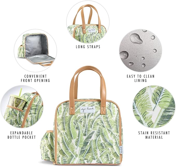 Fit & Fresh Lunch Bag For Women, Insulated Womens Lunch Bag For Work, Leakproof & Stain-Resistant Large Lunch Box For Women With Containers, Tumbler & Ice Pack, Zipper Closure Wichita Bag Palm Leaves