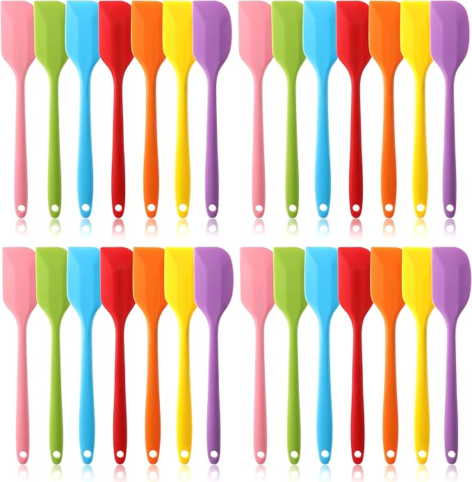 28 Pcs Mini Silicone Spatulas Bulk 8.3 Inch Small Rubber Spatula Non-stick Spatulas Set Flexible Heat Resistant Scrapers for Kitchen Cooking Baking Mixing