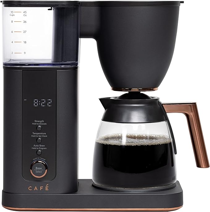 Café Specialty Drip Coffee Maker, 10-Cup Glass Carafe, WiFi Connected Smart Voice-to-Brew, Includes Reusable Filter Basket & Grounds Scooper, Barista-Quality Brew, SCA Certified, Matte Black