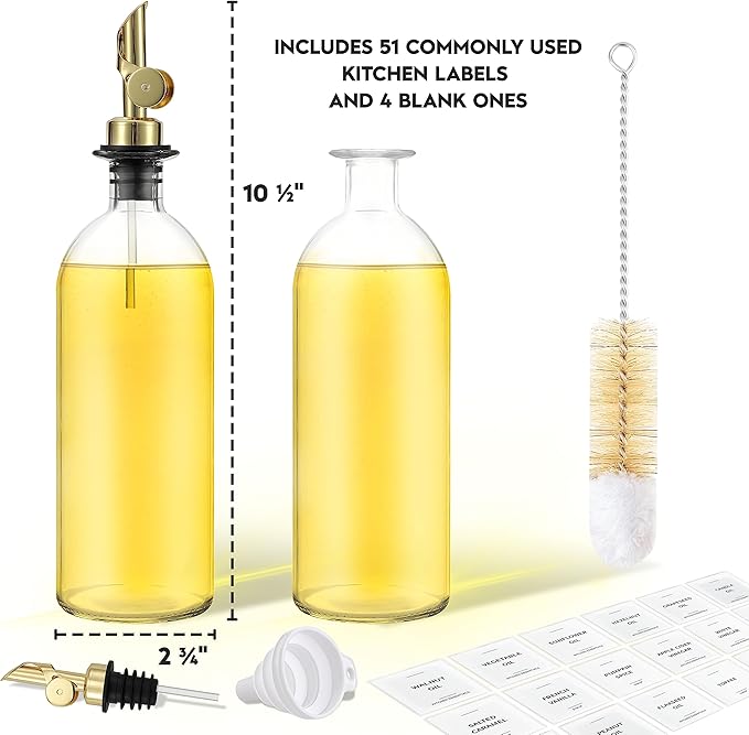 Spaceneat Olive Oil Dispenser Bottle for Kitchen & Coffee Syrup Dispenser Bundle, Gold