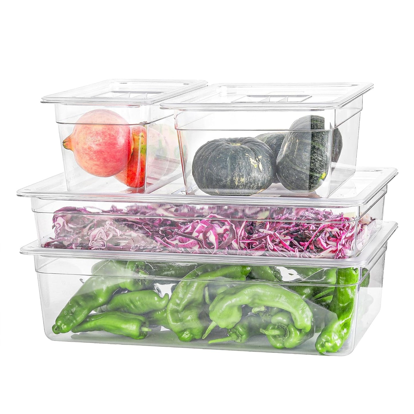 1/6 Clear Food Pans 6 pack 2.5 Inch Deep Pan Stackable Polycarbonate Food Pan for Commercial Kitchen Restaurant Use BPA free