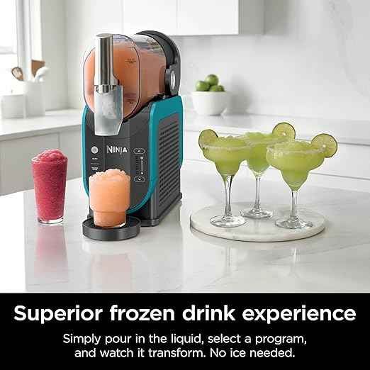 Ninja SLUSHi Professional Frozen Drink Maker with RapidChill Technology, 88 oz. Frozen Drink & Slushie Machine, 2 Preset Programs, Frozen Margaritas, and More, Premium Accents, Teal, FS299 (Renewed)