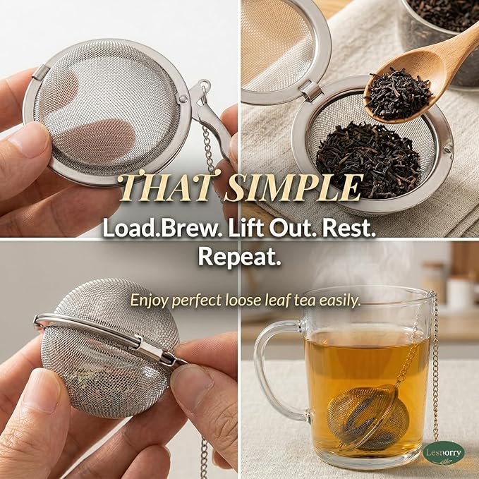 Calico Cat Tea Infuser Set - Adorable Tricolor Kitty Hook, Fine Mesh Loose Leaf Tea Steeper, Stainless Steel, No Mess, 1 Pack (Brushed Silver)