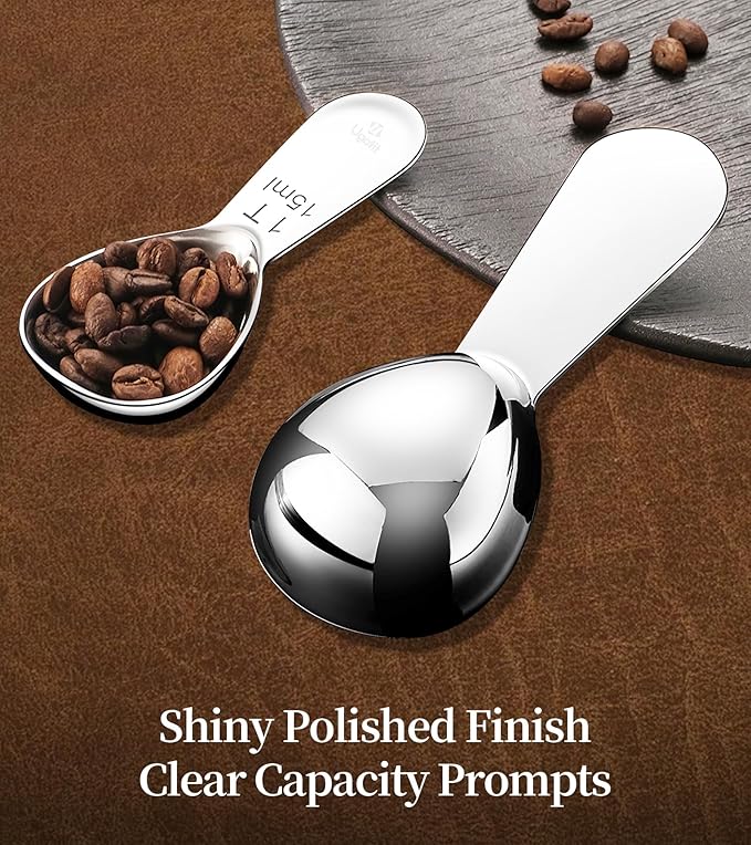 Ugotit Coffee Scoop for Ground Coffee, 2 Tablespoon 304 Stainless Steel Coffee Measuring Scoop Heavy-Duty, Short Handle for Canisters, Espresso & Baking