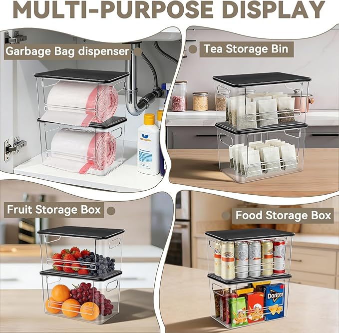 Trash Bag Dispenser, Trash Bag Holder Dispenser with Bamboo Top, Extra Large Garbage Bag Holder Dispenser Trash Bag Organizer Under Sink for Kitchen, Pantry, Laundry Room