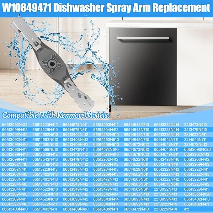 UPGRADED W10849471 Dishwasher Lower Spray Arm Compatible with Whirlpool Dishwasher Spray Arm W10500354 Kenmore Lower Spray Arm Parts AP5989680 4383701 PS11731118 Dishwasher Lower Arm Spray Replacement