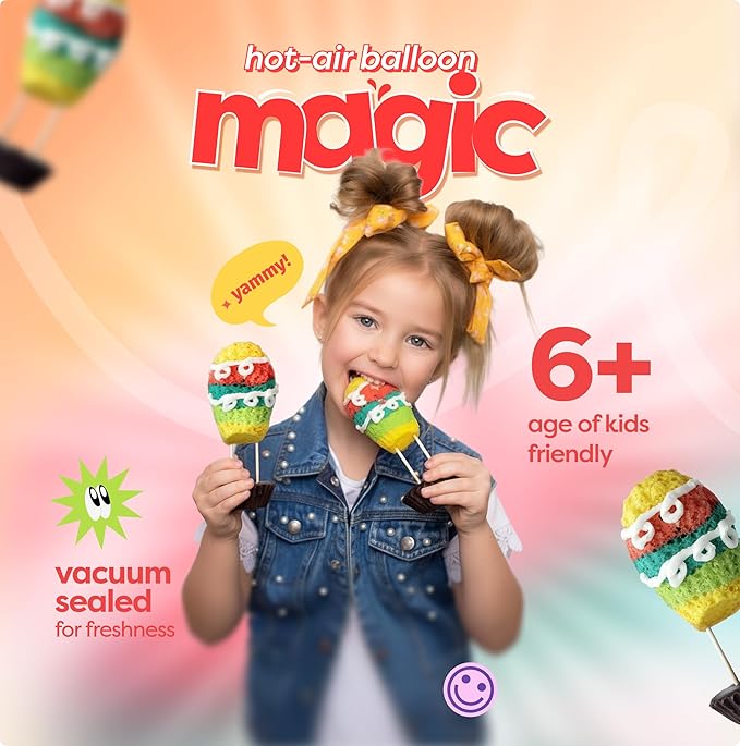 Hot Air Balloon Madeleines Kids Baking Kit STEM Learning Activity Pre-Measured Ingredients Silicone Madeleine Mold Colorful Batter & Icing Decorating Set Educational Recipe Book for Fun Family Baking