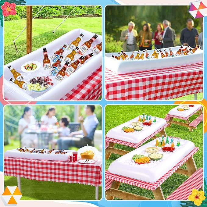 3PCS Inflatable Serving Trays Salad Ice Bar Food Drink Containers - BBQ Picnic Pool Party Supplies Buffet Luau Cooler,with a Drain Plug