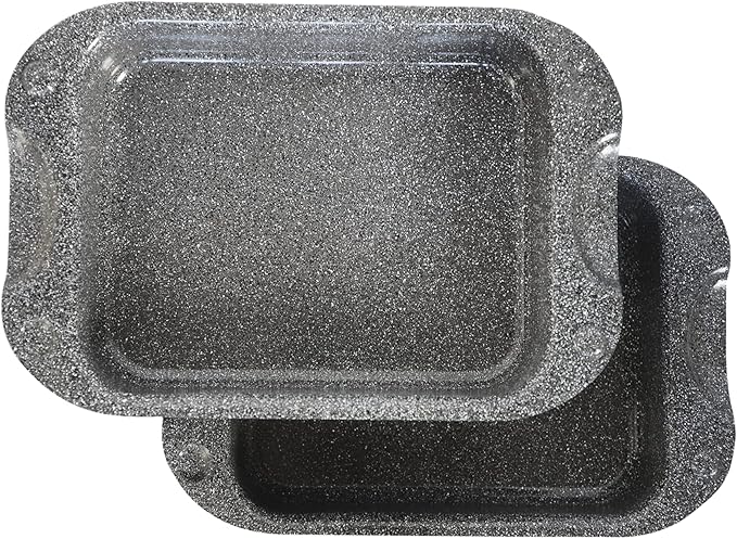 DaTerra Cucina - Nonstick Ceramic Coated Dual Roasting Pan Set – 2 Identical Pans, Oven Safe, Ideal for Roasting, Baking, Searing, Braising, Casseroles, Fits Most Toaster Ovens - 13 x 8 x 4.25