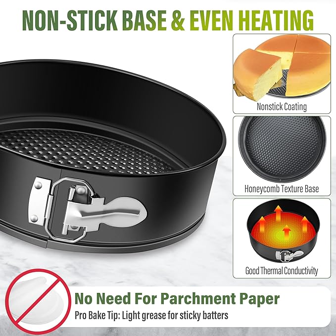 Vakoo 9 Inch Springform Pan - Nonstick, Leakproof Cheesecake Pan for Baking, Easy Release, No Parchment Paper Needed