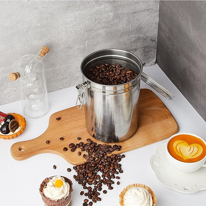 Lallisa 12 Pcs Stainless Steel Canisters 62 oz Stainless Steel Containers with Lids Food Storage Container with Airtight Clamp Lid Coffee Containers for Tea Sugar Coffee Flour Kitchen Counters