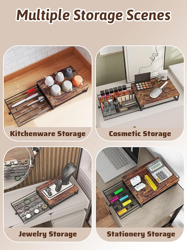 Sedegn Coffee Pod Holder Counter Coffee Vertuo Capsules Storage Organizer with Sliding Drawer Compatible For 35 K-Cup Pods No Assembly Needed Rustic Brown