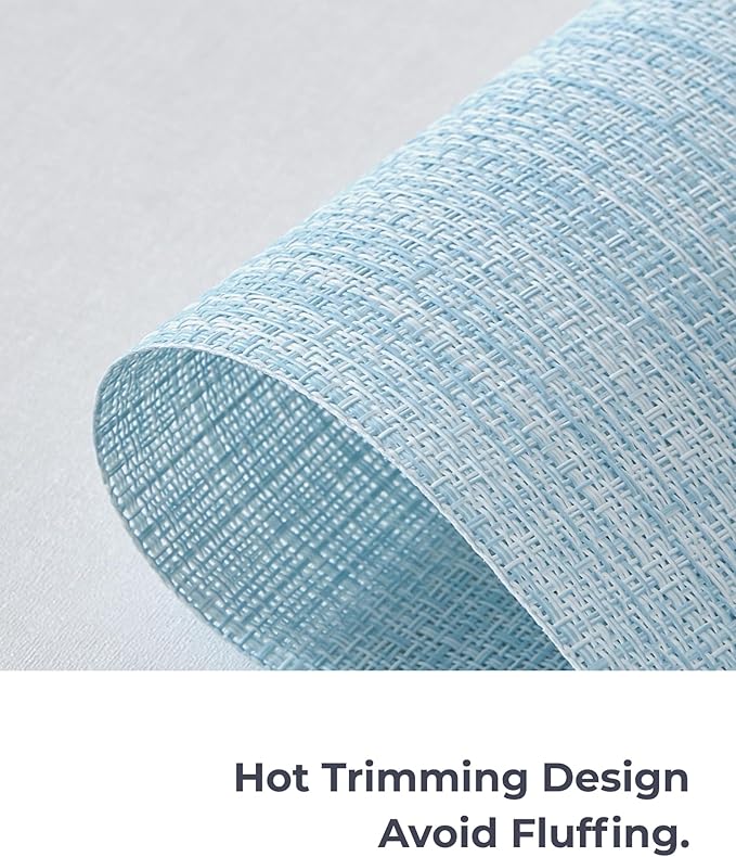 Leetaltree Soft Sky Blue Woven Placemats Set of 4 - Heat Resistant Non-Slip Place mats for Dining Table, Washable Durable PVC Vinyl Woven Table Mats(Sky Blue, 4)