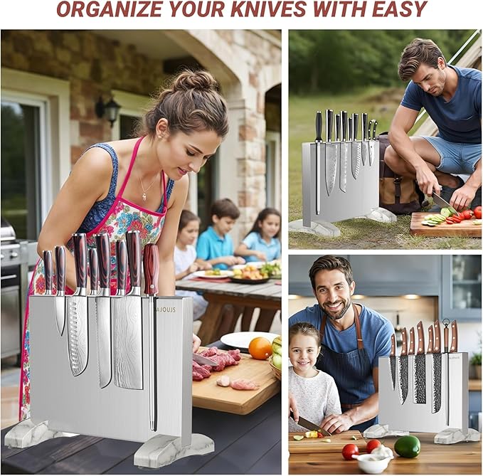 Magnetic Knife Holder, Magnetic Knife Block without Knives, Strong Double Sided Magnet Knife Storage Strip for Kitchen Counter