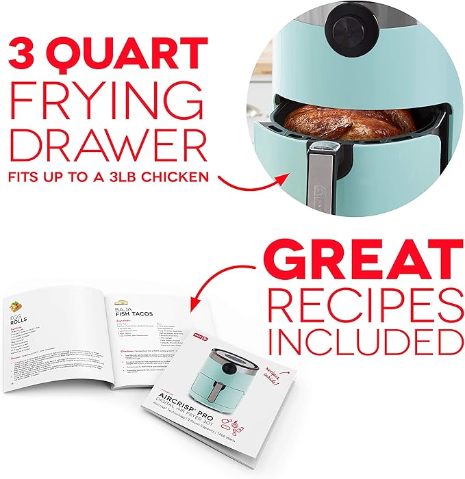 Dash AirCrisp® Pro Digital Air Fryer - Adjustable Temperature Control - Auto Shut-Off Feature & Multiple Presets - Removable Crisper Basket - 3 Quarts - Red