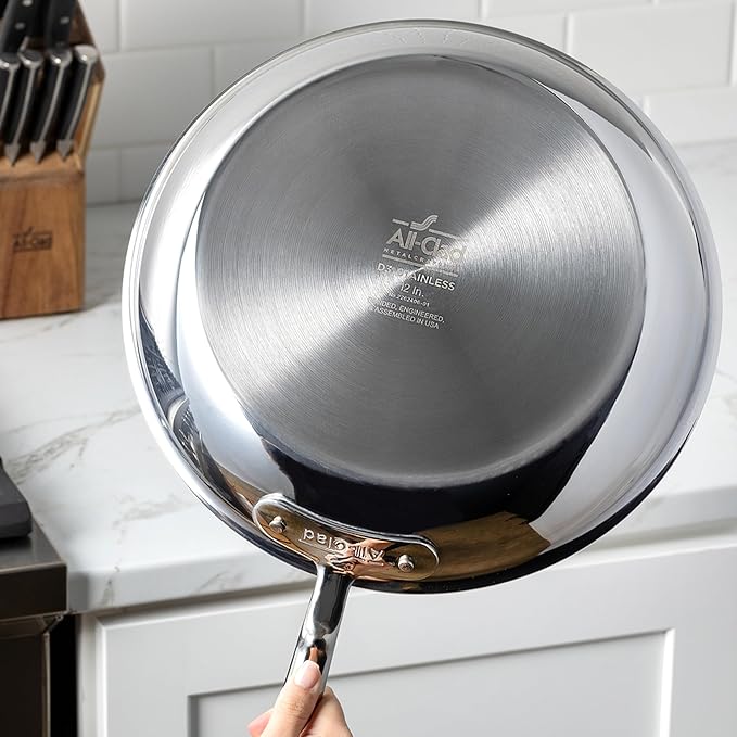 All-Clad D3 3-Ply Stainless Steel Sauce Pan with Lid 2 Quart, Induction, Oven Broiler Safe 600F, Multipurpose, Compatible w/ All Cooktops, For Restaurant or Home Kitchen, Pots & Pans, Cookware, Silver