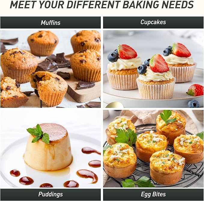 2 Pack 12 Cups Silicone Muffin Pan with Metal Reinforced Frame Regular Size Silicone Molds Cupcake Cake Baking Pans Cookie Baking Chocoflan Cupcake Mold Baking Homemade Muffins Cupcakes Egg Bites