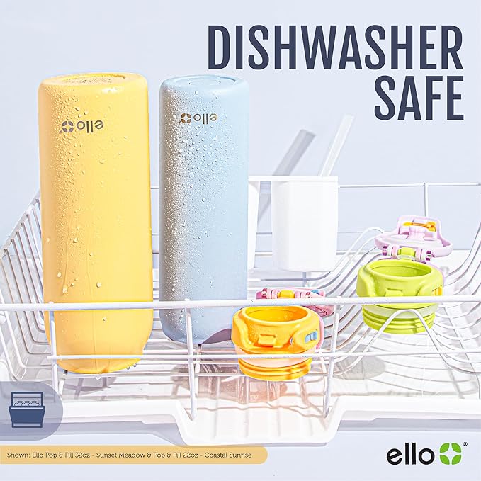 Ello Pop & Fill 40oz Stainless Steel Water Bottle with Quick Fill Technology, Double Walled and Vacuum Insulated Metal, Leak Proof Locking Lid, Sip and Chug, Reusable, BPA Free, Pistachio