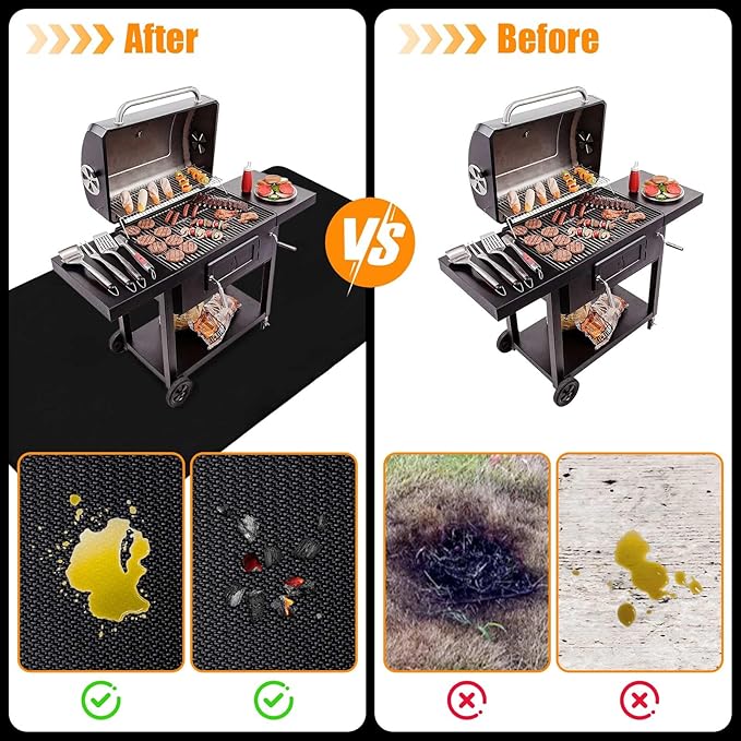 90x48 Inches Extra Large Grill Mat for Outdoor Grill - Fireproof Deck and Patio Protector, Waterproof and Oil-Proof Barbecue Grill Mat