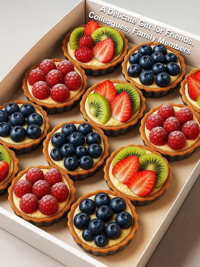 4 Inch Mini Quiche Pans Black 6 Pack. Egg Tart Molds w/Removable Bottom, Non-Stick Coating, Rugged Carbon Steel for Small Tart Quiche Pie Making. Gift for Women Christmas Thanksgiving Festival