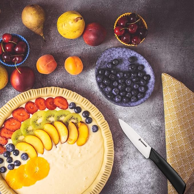 Paring Knife, Classic 4 inch Ceramic Paring Knife with Sheath Cover, Fruit and Vegetable knife,Longer Sharp Rust Proof Stain Resistant