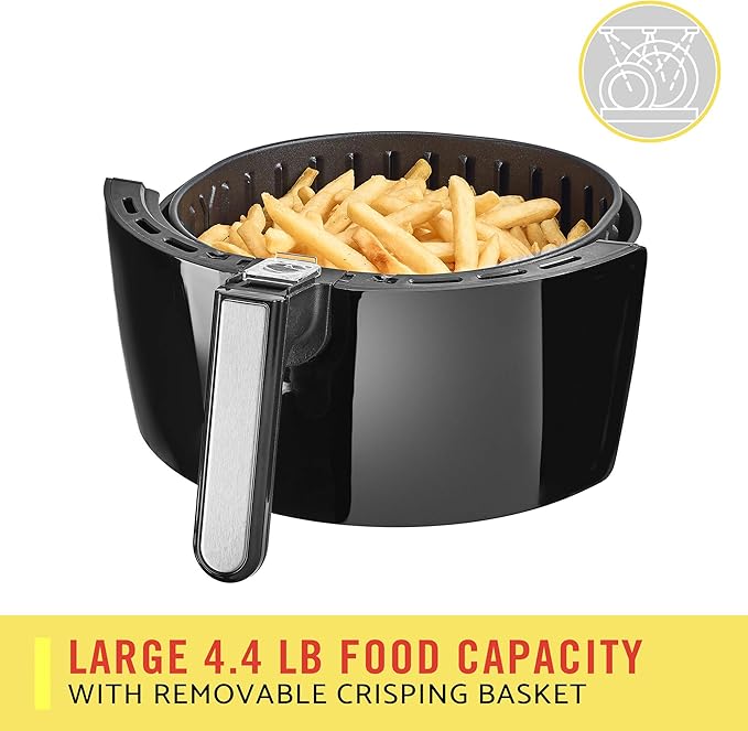 BELLA (14679) 5.3 Quart Air Convection Fryer, Black, black 5.3qt