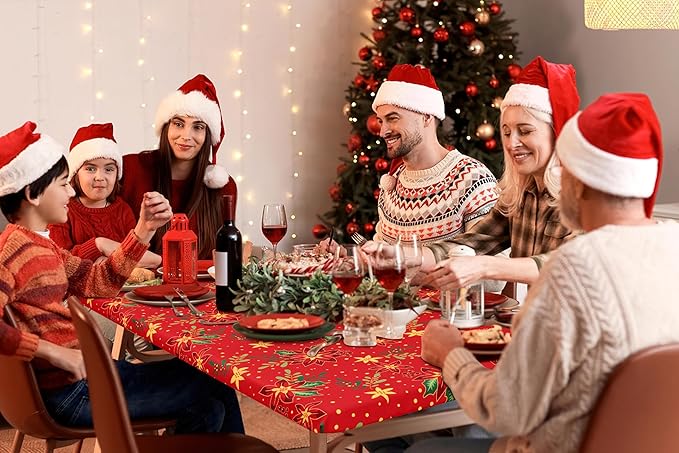 homing Rectangle Table Cloth Cover, Waterproof Polyester Elastic Fitted Tablecloth, Fits for 8 Foot Folding Tables, Washable Table Protector for Christmas, Holiday, Party (Flowers, 30" x 96")