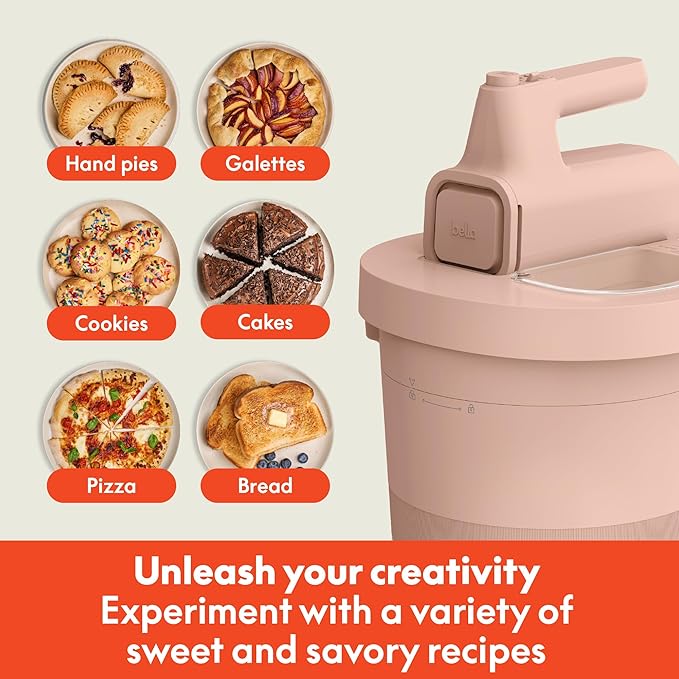 bella 3.5 Qt Hand & Stand Mixer, 2 in 1 Electric Mixer with Bowl, Dough Hook, Whisk & Egg Beater, Multifunctional Handheld Mixer for Baking, 200 Watt, Blossom