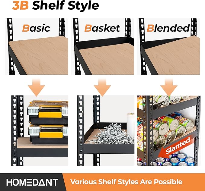 HOMEDANT 5 Tier Storage Shelves Adjustable Laminated Boltless Garage Metal Shelving Unit Heavy Duty Utility Rack Shelf Warehouse Pantry Closet Kitchen 35.9" W x 16.2" D x 71.3" H 10Pack