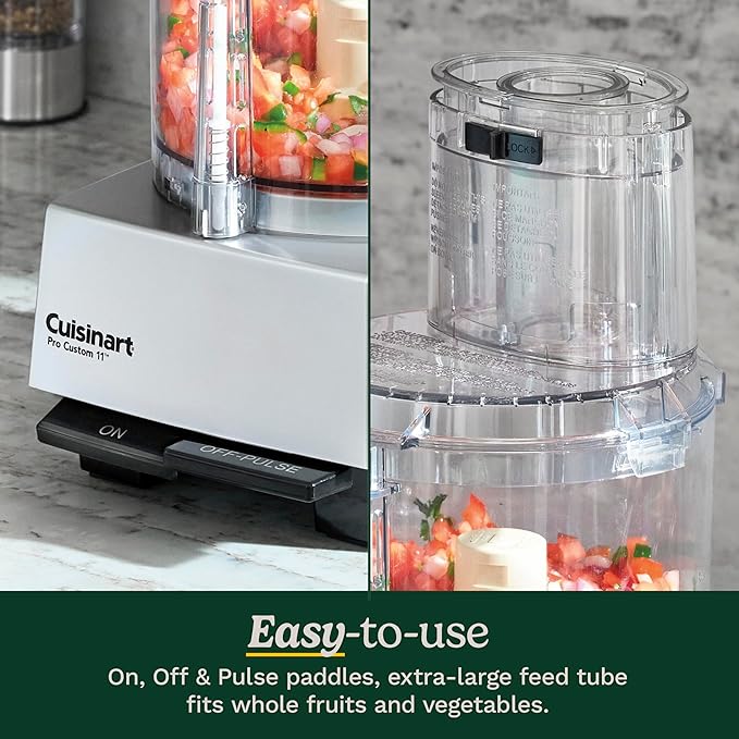 Cuisinart Food Processor, Dishwasher Safe 11-Cup Food Processor with Slicing & Shredding Discs, Cuisinart Pro Custom 11 Stainless Steel Electric Chopper & Kitchen Food Processor, Chrome, DLC-8SBCYP1