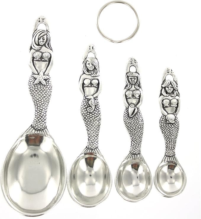 Pewter Mermaid Measuring Spoons Set of 4