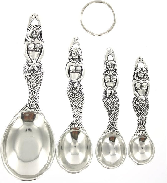 Pewter Mermaid Measuring Spoons Set of 4