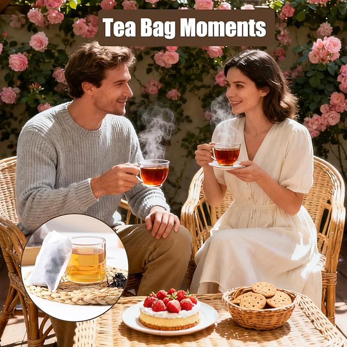 300 PCS Disposable Tea Bags for Loose Leaf Tea, Empty Tea Filter Bags with Drawstring, Fillable Tea Infuser Sachets Suitable for Coffee, Loose Tea, Spice, Herb and More (3.54 x 2.75 inches)