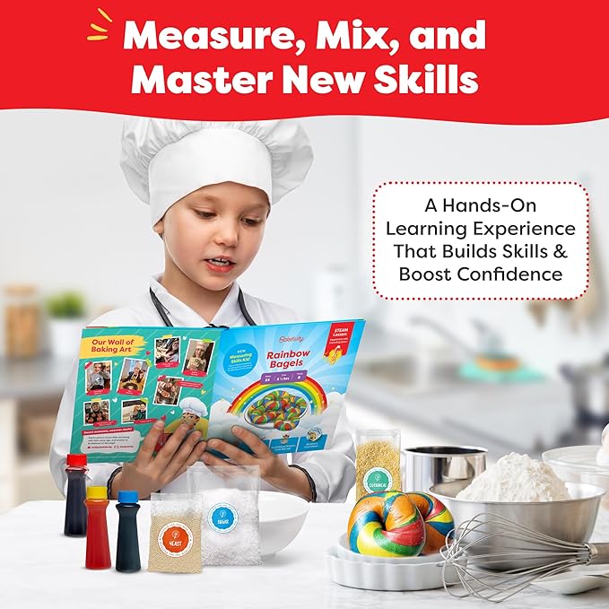 Baketivity Rainbow Bagel & Monkey Banana Bread Baking Kit Bundle – DIY Kids Cooking Set with Pre-Measured Kosher Ingredients, Illustrated Recipes, Video Guides & STEM Activities – Ages 6-12+